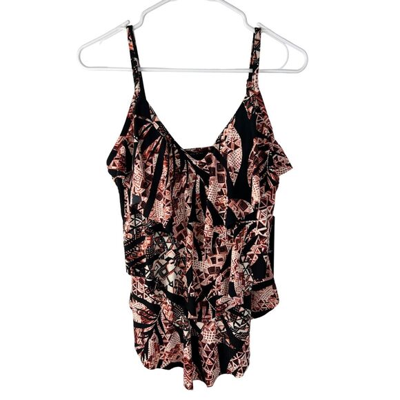 Magicsuit Urban Safari Tiered Ruflle Tankini Top 10 Slimming - Picture 1 of 7